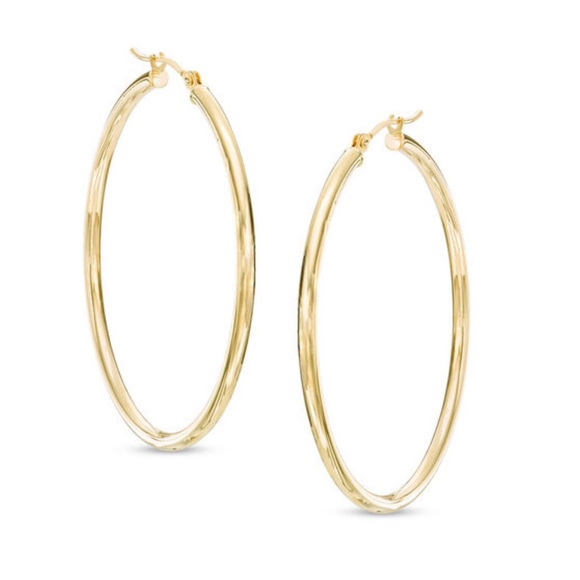 Zales Jewelry - Zales 2.0 40mm 14K Yellow Gold Silver Hoop Earring